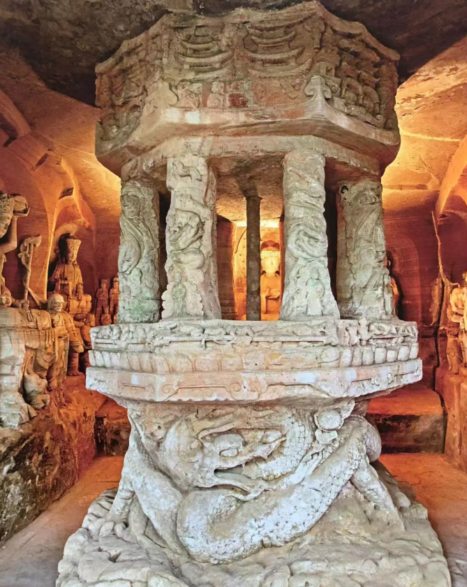 Dazu Rock Carvings ancient Buddhist statues in Chongqing