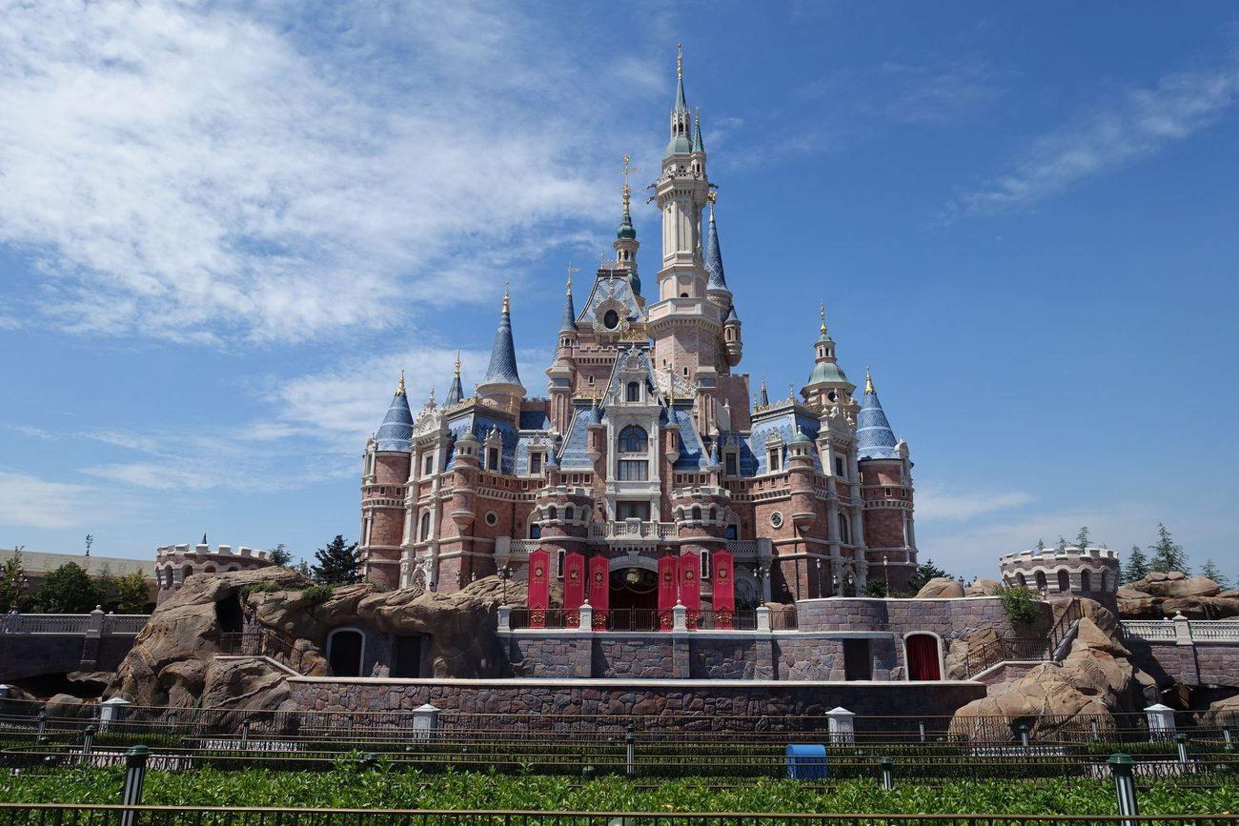 Shanghai Disneyland Enchanted Storybook Castle daytime landscape